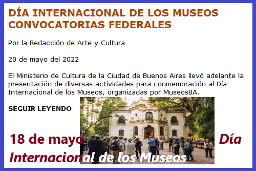 DIA INTERNACIONAL DE LOS MUSEOS